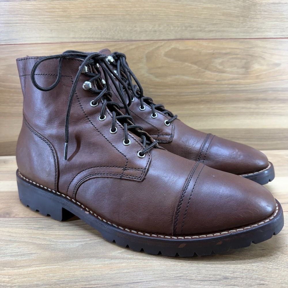 Thursday Boots Captain StormKing Lug Mens 12.5 Whiskey Leather Cap Toe Lace Up - Picture 2 of 12